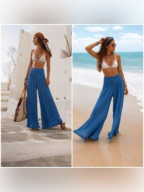 NWT Jen’s Pirate Booty Borboleta Pants Dark Sky Blue Gauze Wide Leg